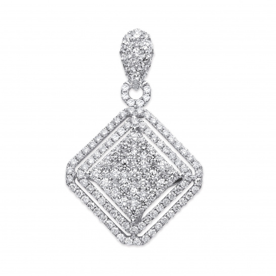 18ct White Gold 2.00ct Square Pendant